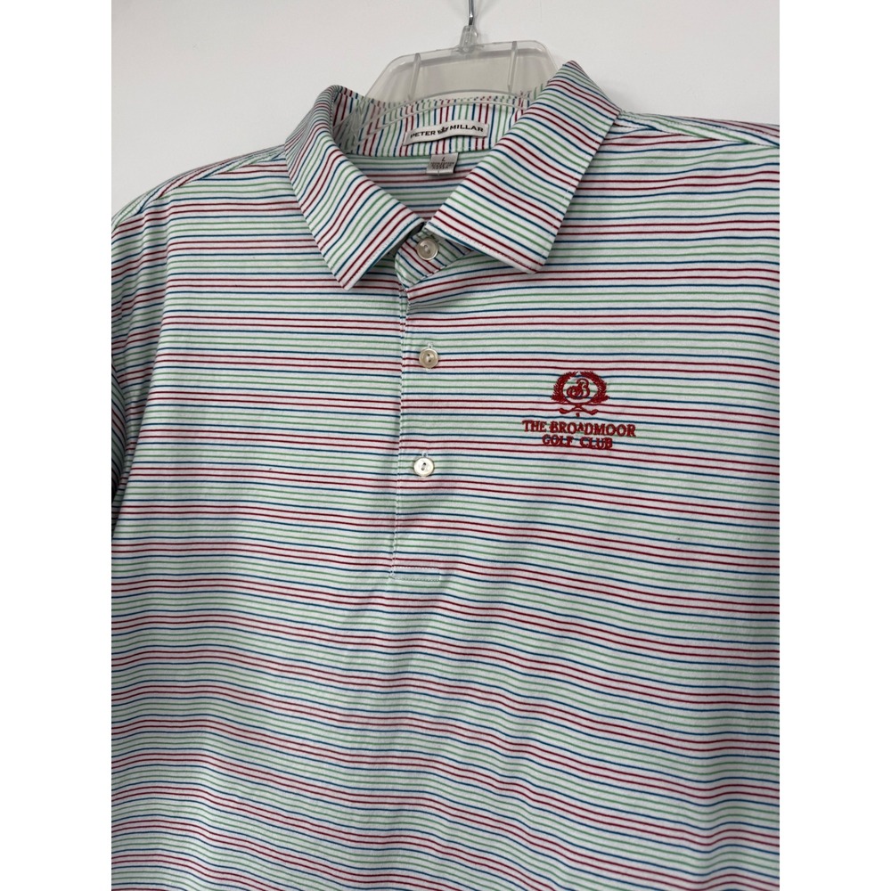 Peter Millar Mens L Polo Shirt The Broadmoor Resort Golf Club Multi Color Stripe
